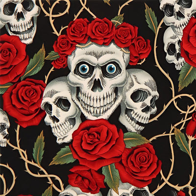 Totenkopf und rote Rosen Diamond Painting