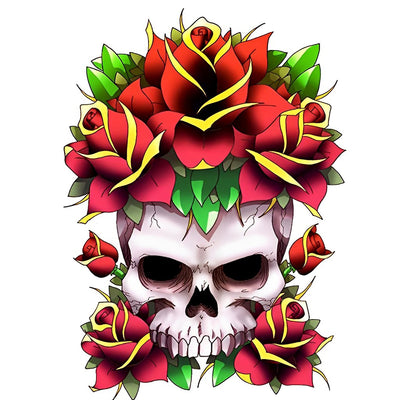 Totenkopf und rote Rosen Diamond Painting