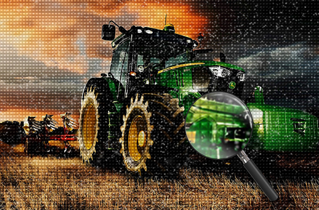 Traktor im Ackerland Diamond Painting