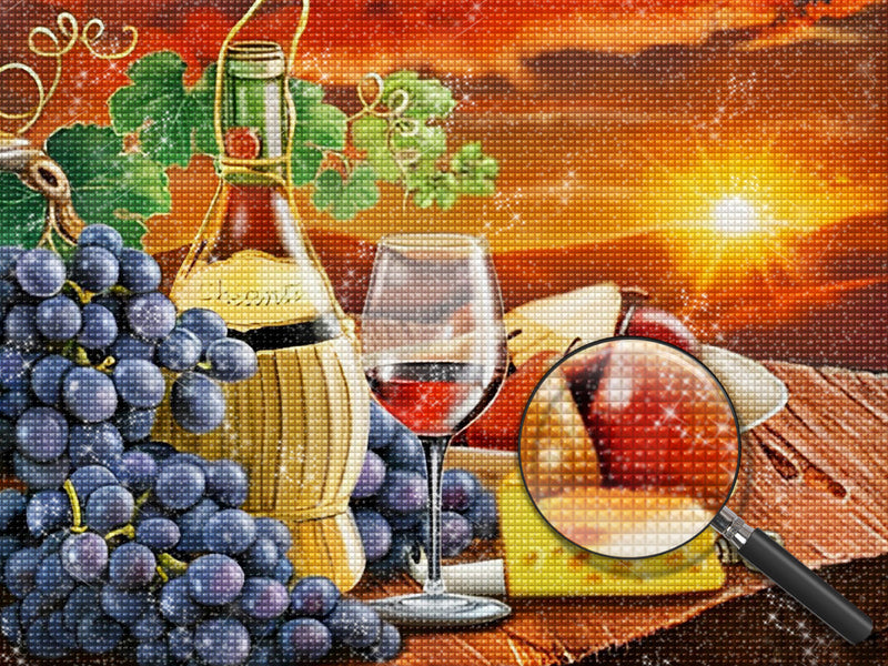 Trauben und Rotwein Diamond Painting