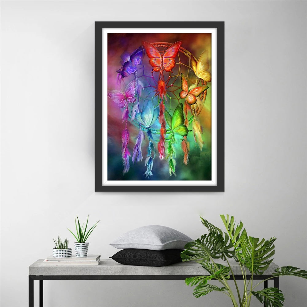 Traumfänger mit bunten Schmetterlingen Diamond Painting
