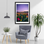 Tulpenfeld und lila Himmel Diamond Painting