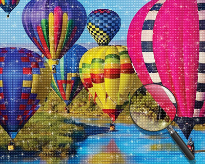 Über den Wald fliegende Luftballons Diamond Painting