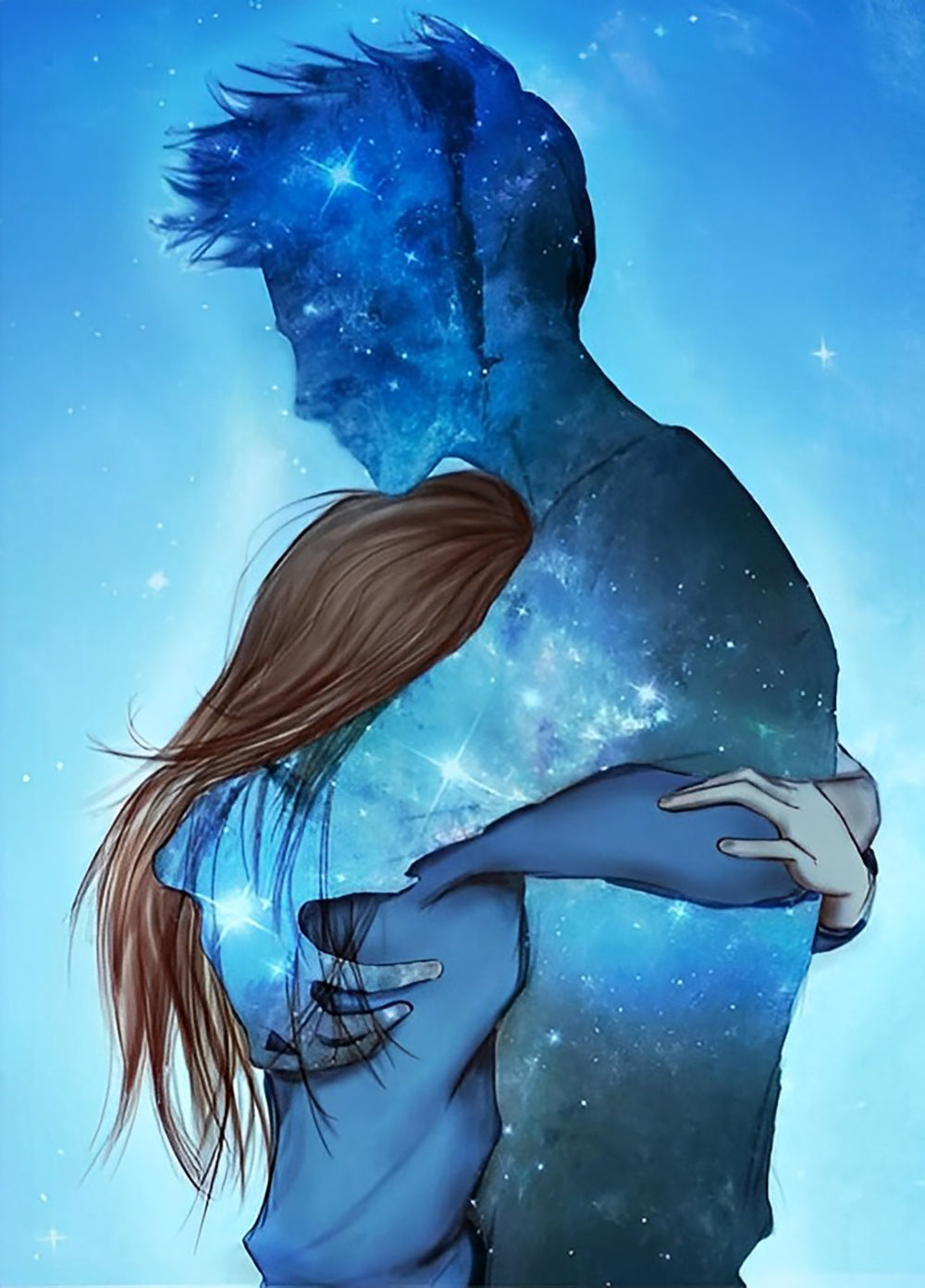 Umarmendes Paar und Sterne Diamond Painting