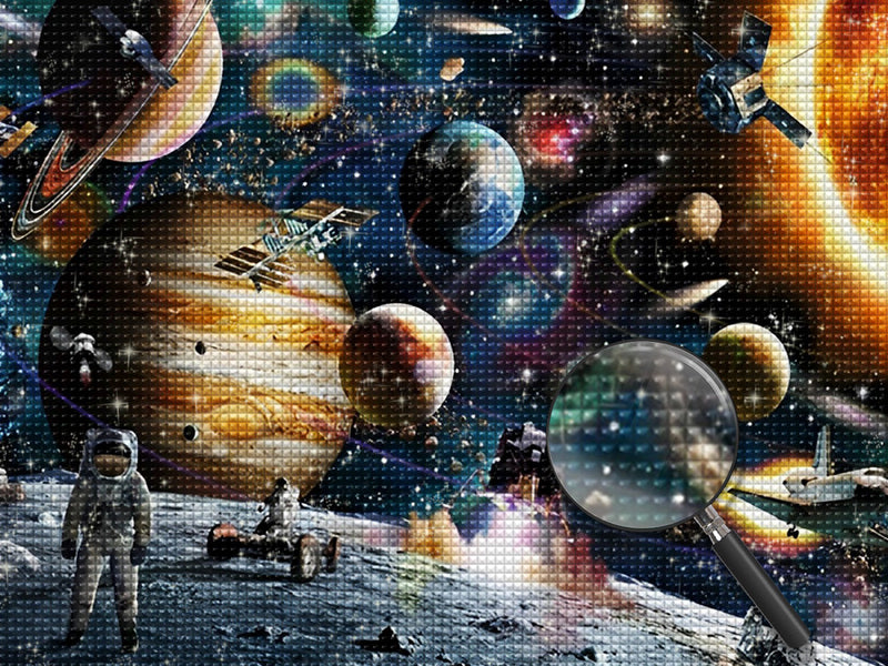 Universum und Astronaut Diamond Painting