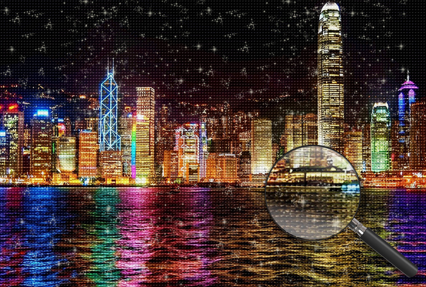 Victoria Harbour bei Nacht Diamond Painting