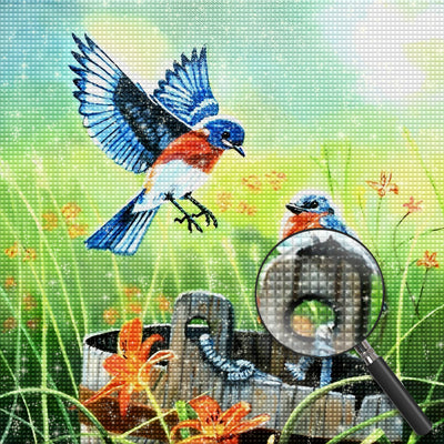 Vögel auf dem Fass Diamond Painting