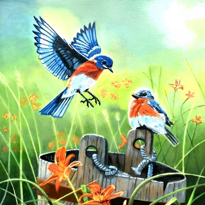 Vögel auf dem Fass Diamond Painting