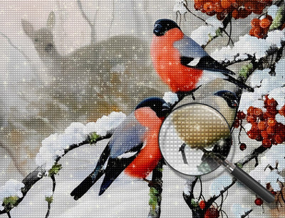 Vögel auf dem Zweig im Winter Diamond Painting