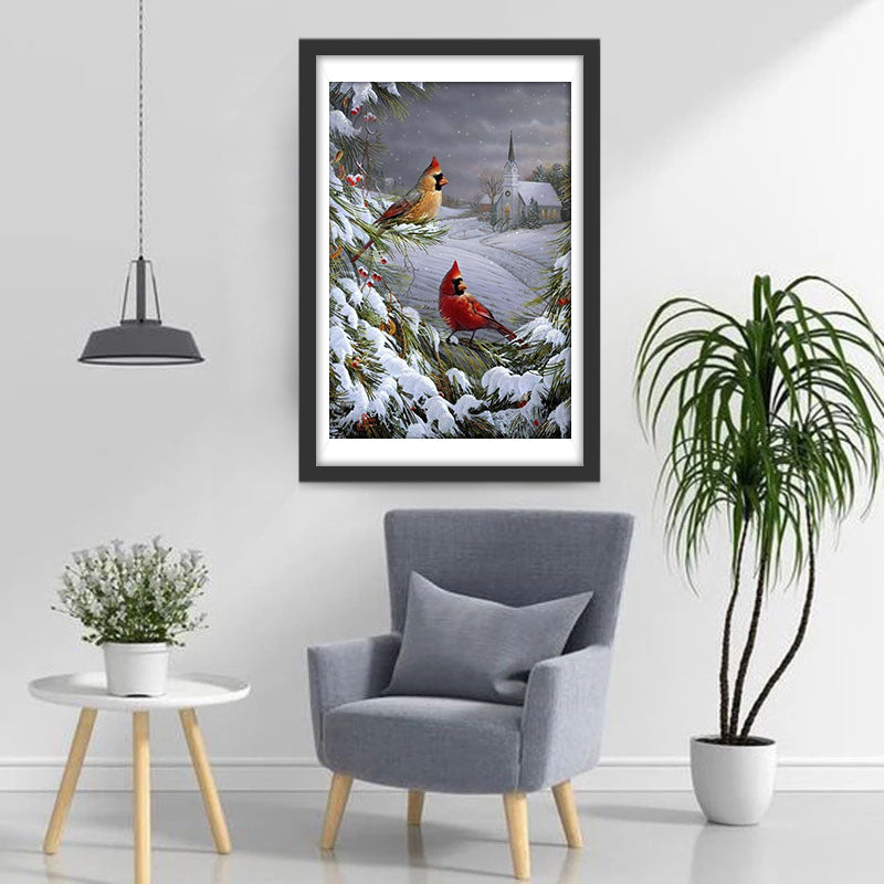 Vögel im Schnee Diamond Painting