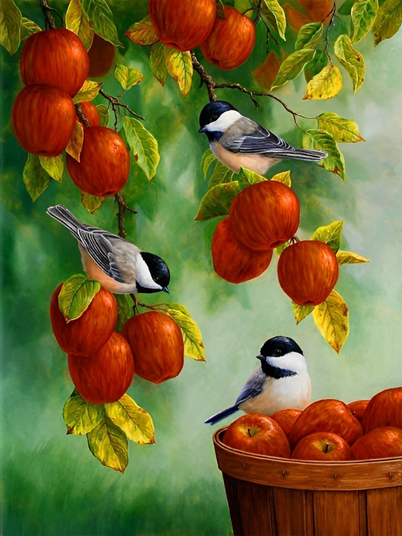 Vögel und Äpfel Diamond Painting