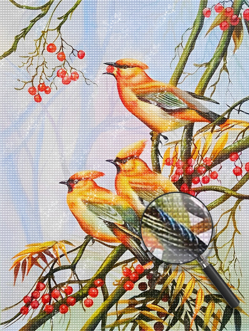 Vögel und Beeren Diamond Painting