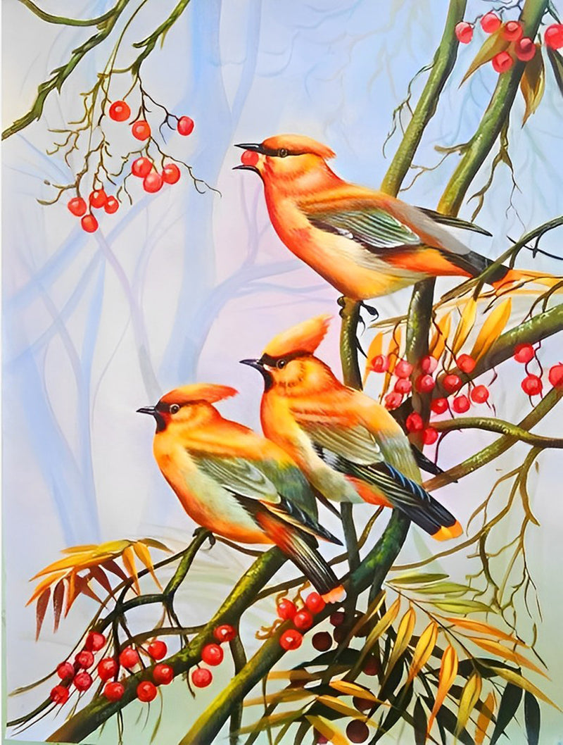 Vögel und Beeren Diamond Painting