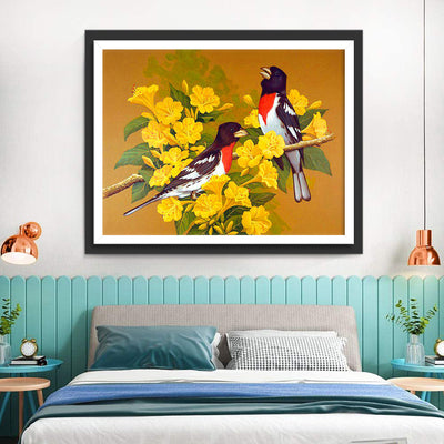 Vögel und gelbe Blumen Diamond Painting