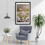 Vögel und Hütte im Schnee Diamond Painting