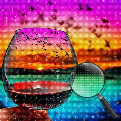 Vögel und Meer im Glas Diamond Painting