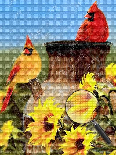 Vögel und Sonnenblumen Diamond Painting