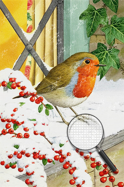 Vogel auf der Fensterbank Diamond Painting