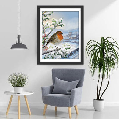 Vogel Schnee Dorf Diamond Painting