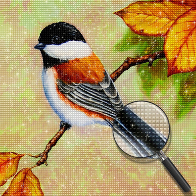 Vogel und Blätter im Herbst Diamond Painting