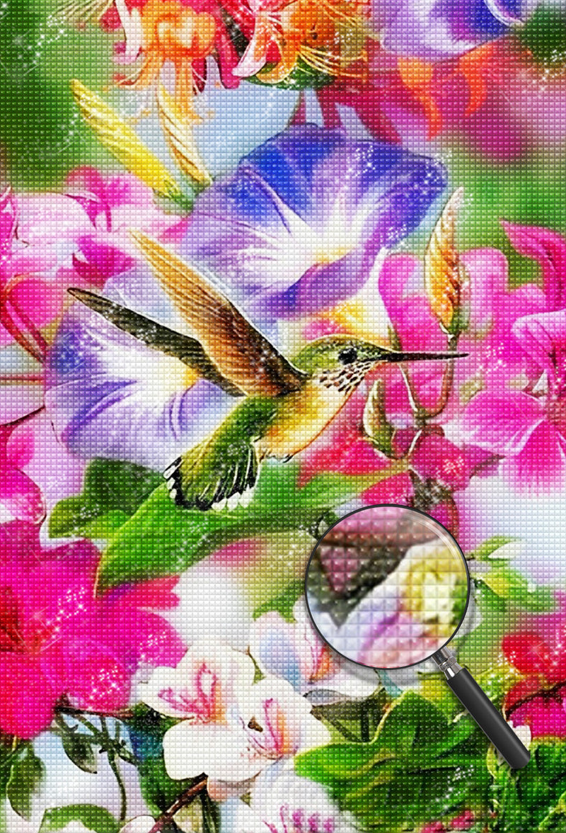 Vogel und bunte Blumen Diamond Painting