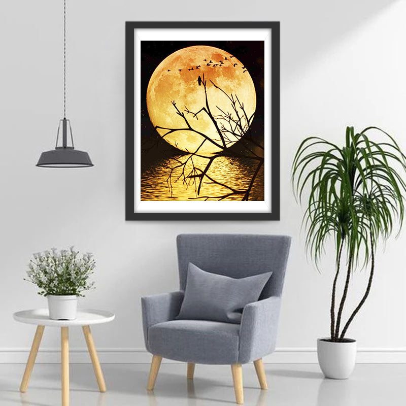 Vollmond und kahle Äste Diamond Painting