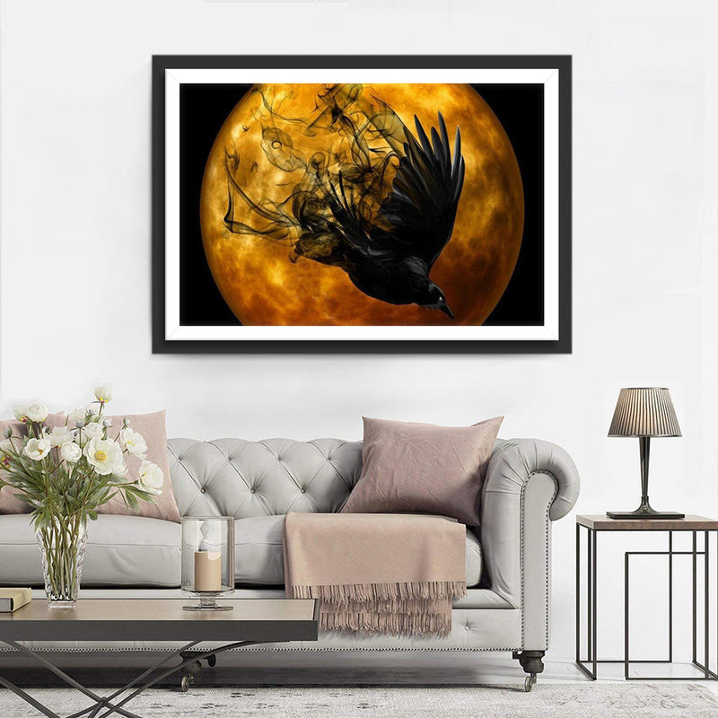 Vollmond und schwarzer Rabe Diamond Painting