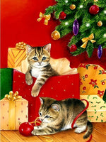 Von Weihnachtsgeschenken umgebene Katzen Diamond Painting
