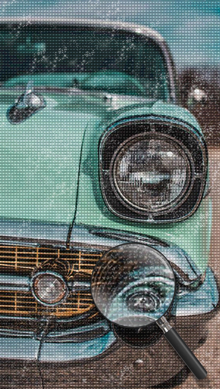 Vorderseite des grünen Autos Diamond Painting