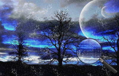 Wald bei Nacht Diamond Painting