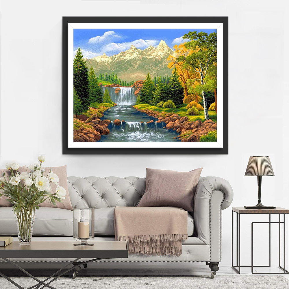 Wald Berg Bach Diamond Painting