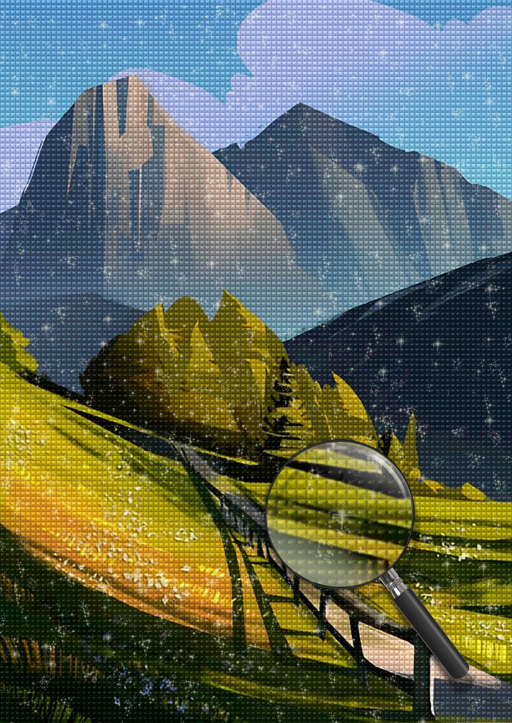 Wald in den Bergen Diamond Painting