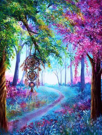 Wald und Traumfänger im Frühling Diamond Painting