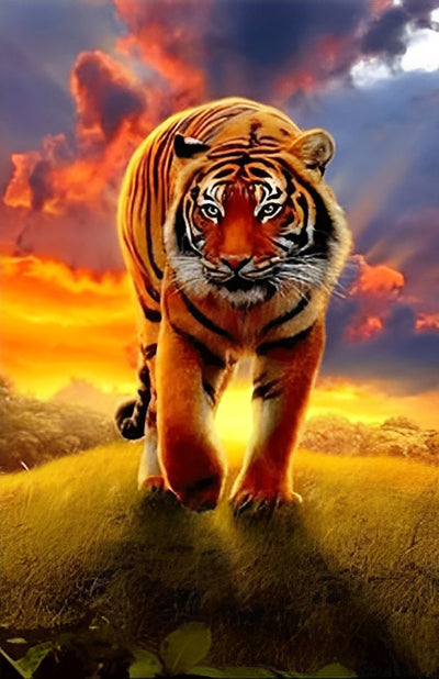 Wandelnder Tiger in der Dämmerung Diamond Painting