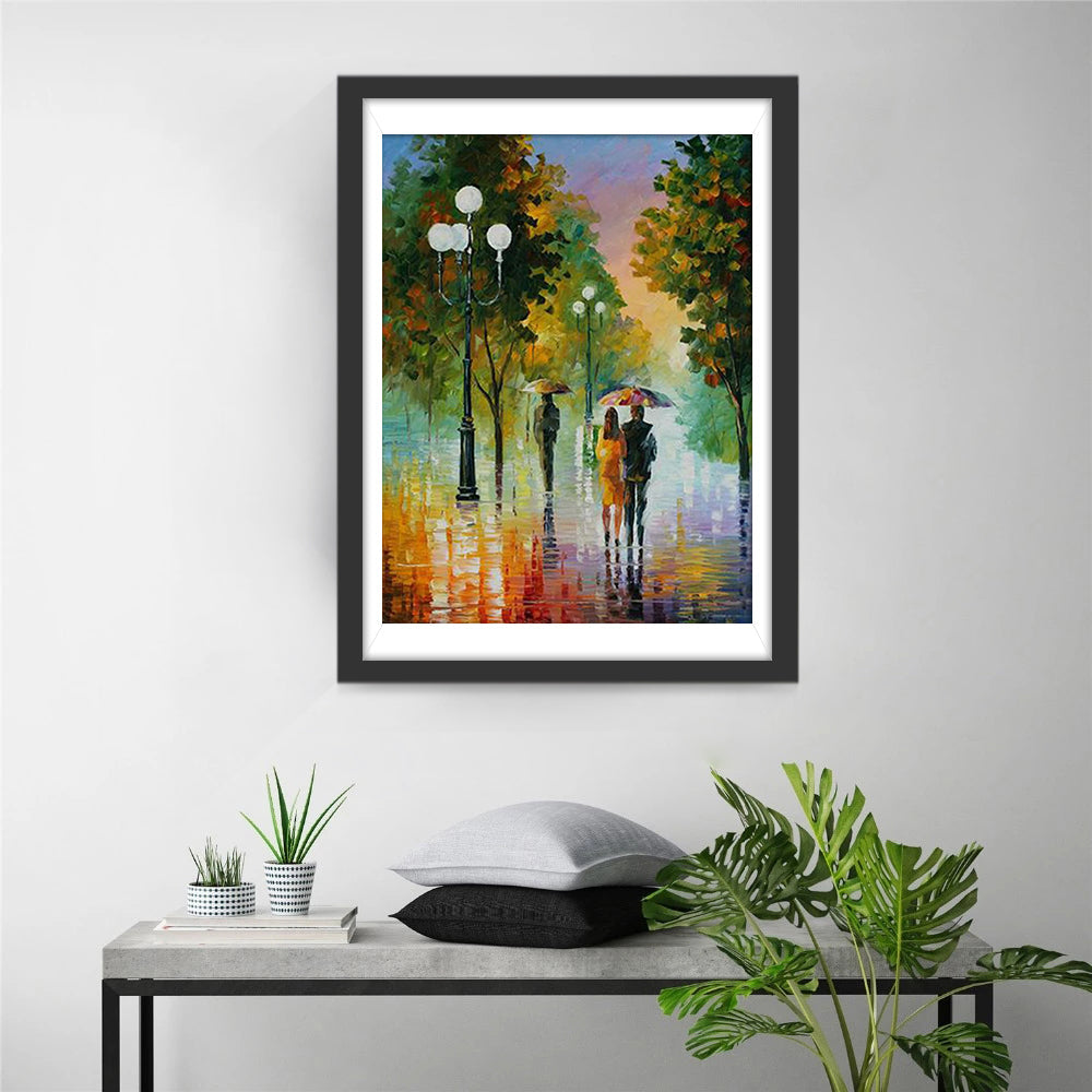 Wandern im Regen im Herbst Diamond Painting