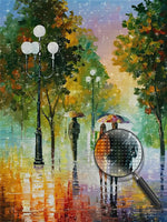 Wandern im Regen im Herbst Diamond Painting