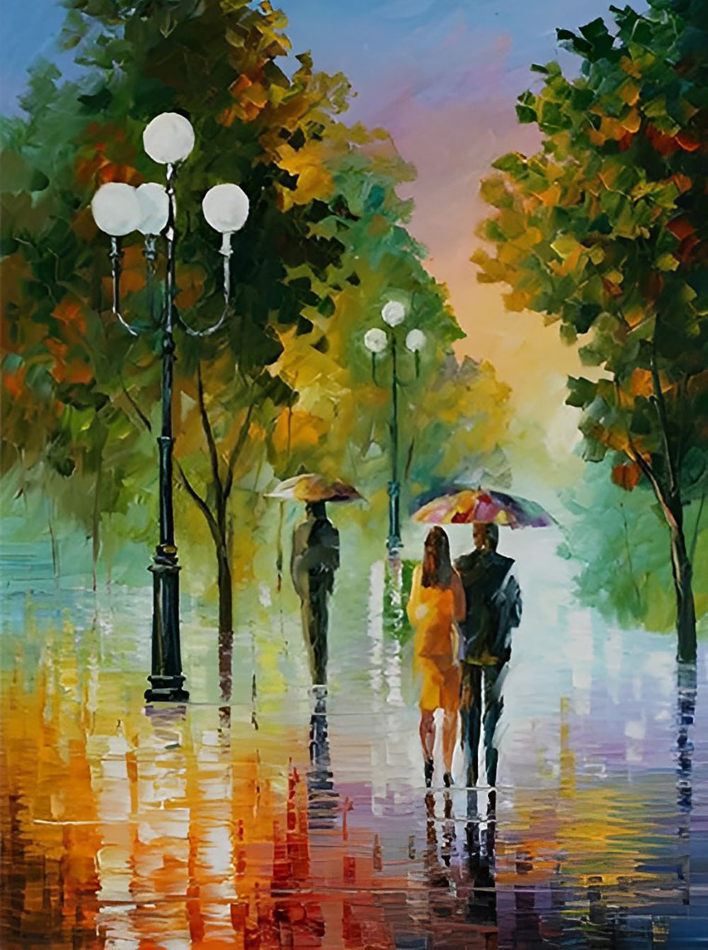 Wandern im Regen im Herbst Diamond Painting