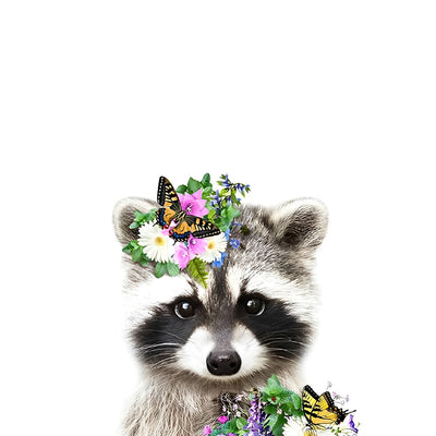 Waschbär mit Blumen und Schmetterlingen Diamond Painting