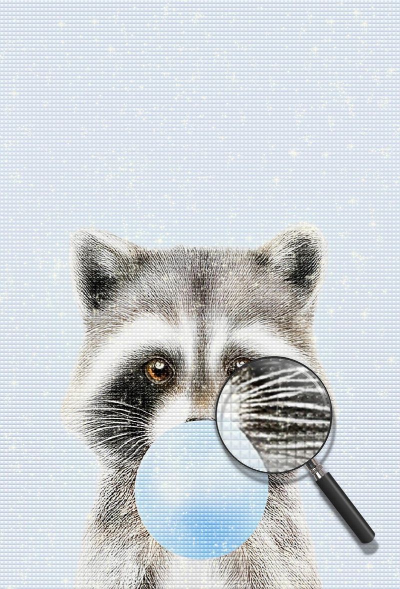 Waschbär mit Kaugummi Diamond Painting