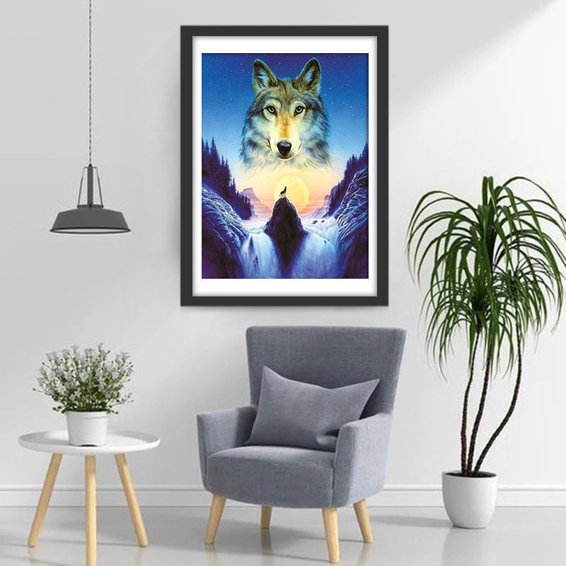 Wasserfall Wolf Diamond Painting