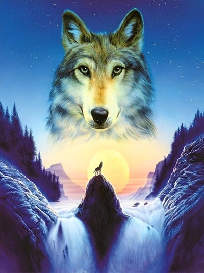 Wasserfall Wolf Diamond Painting