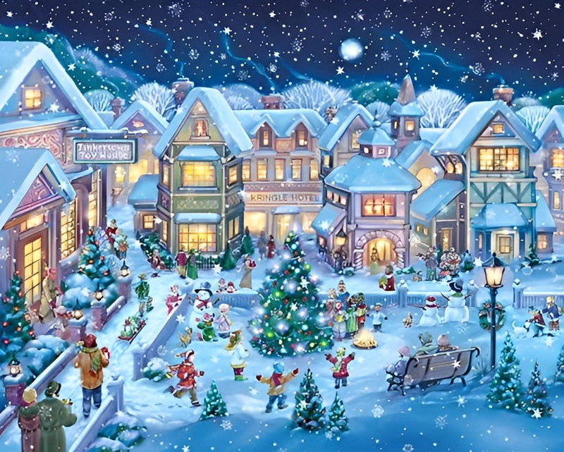 Weihnachten in einer kleinen Stadt Diamond Painting