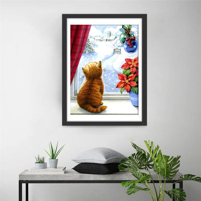 Weihnachten Katze Schnee Diamond Painting