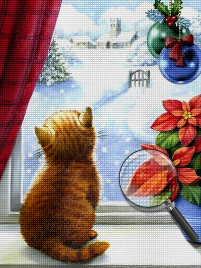 Weihnachten Katze Schnee Diamond Painting