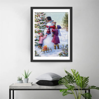 Weihnachten Kinder Schneemann Diamond Painting