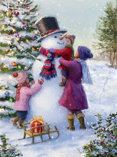 Weihnachten Kinder Schneemann Diamond Painting