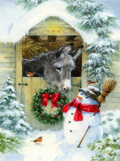 Weihnachten Schneemann Esel Diamond Painting