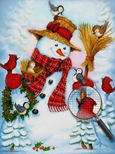 Weihnachten Schneemann Vögel Diamond Painting