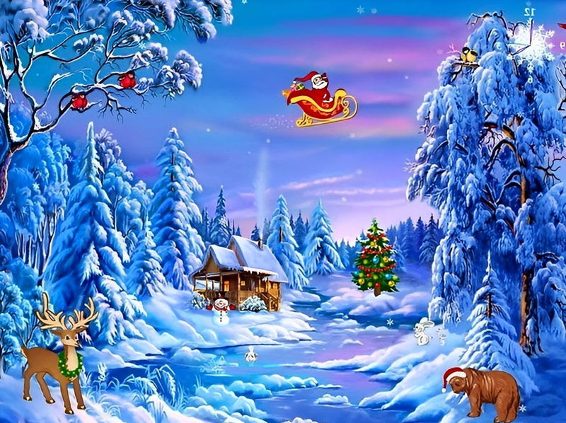 Weihnachten Schneewald Diamond Painting