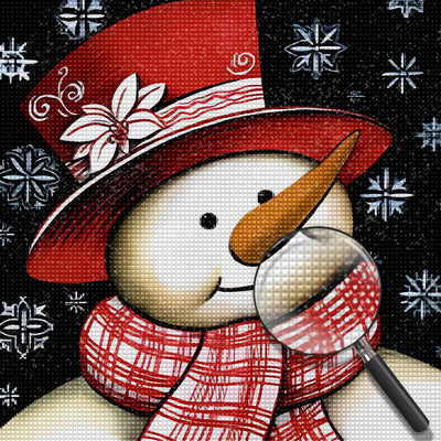 Weihnachtlicher Schneemann mit rotem Hut Diamond Painting